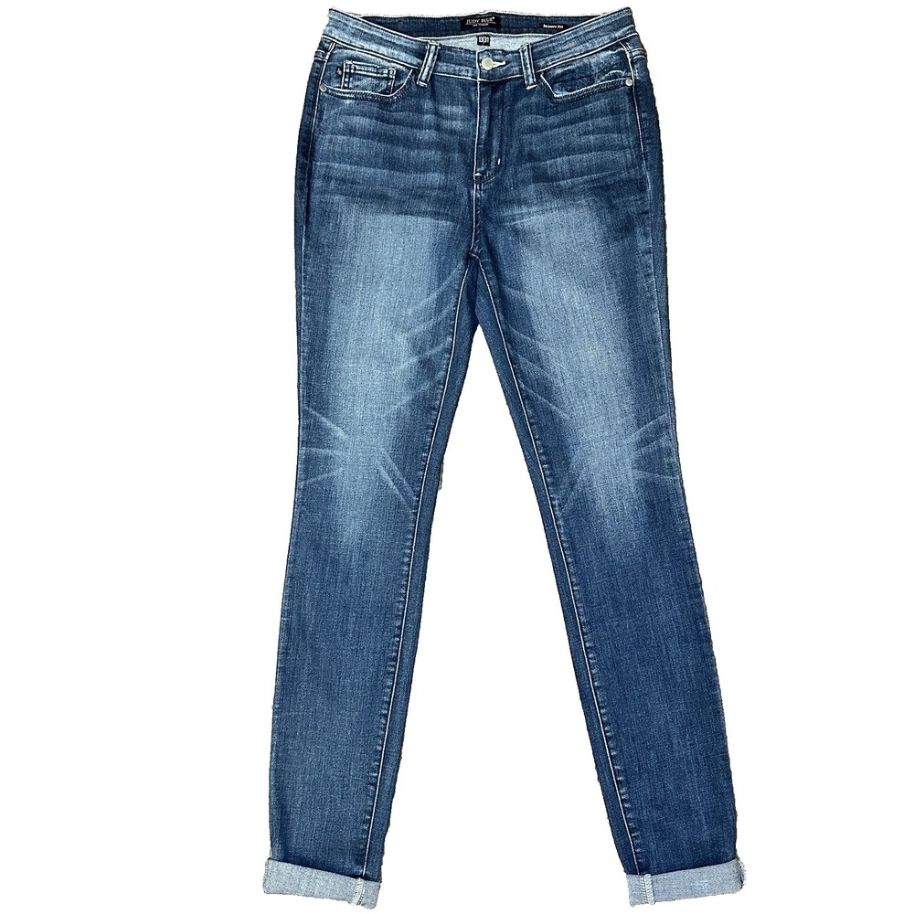 Judy Blue Women's Jeans 13/31 Skinny Fit Medium Wash Rolled Cuffs Stretch Denim